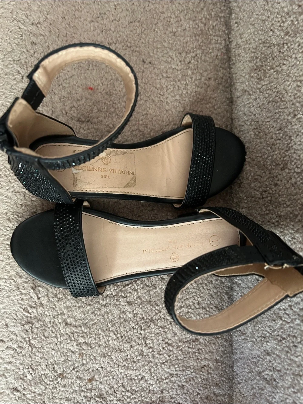 Adrienne Vittadini Black Rhinestone Ankle-Strap Dress Sandals